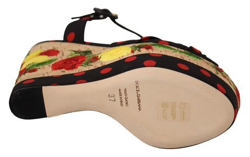 Dolce & Gabbana Multicolor Platform Wedges Sandals Charmeuse Shoes - Women’s Heels